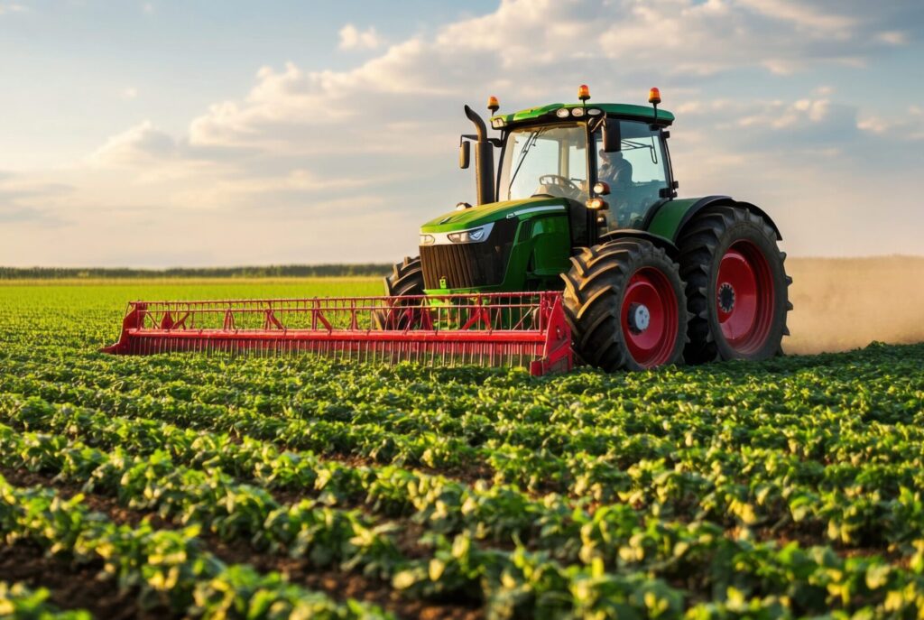 An advanced farming tractor with GPS and AI technology