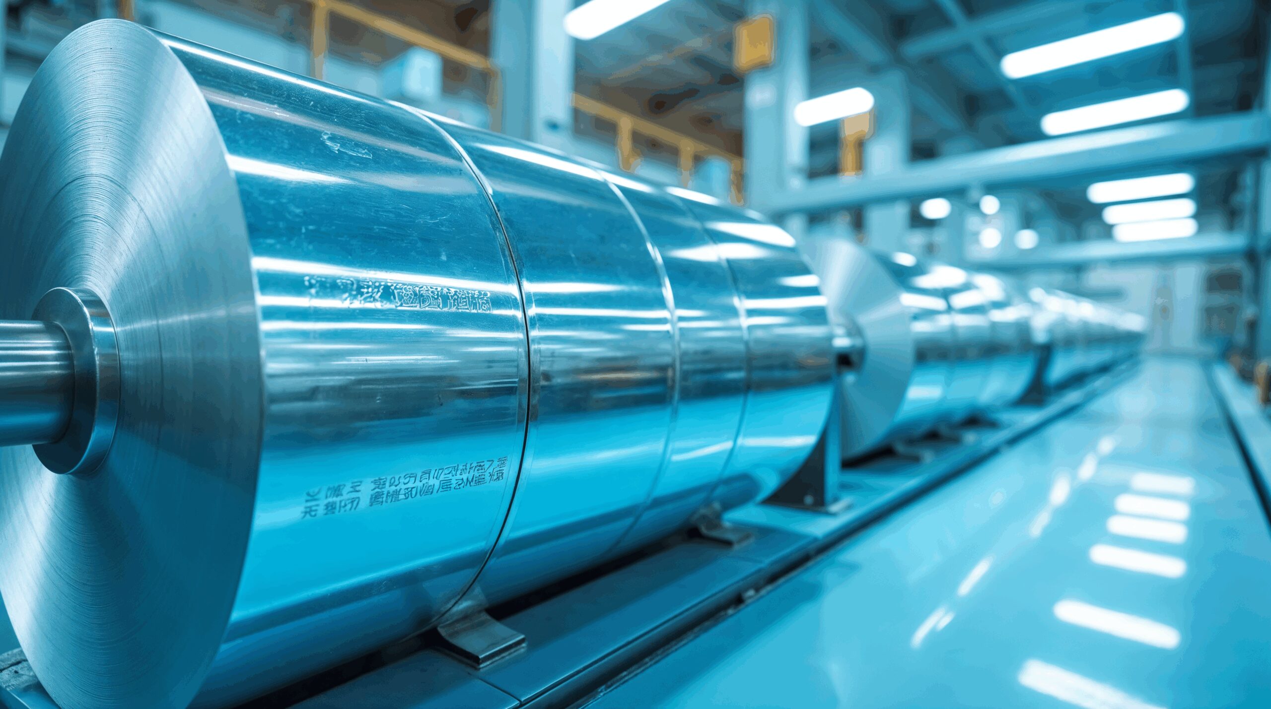 Industrial Rolls of Metal in Manufacturing Plant