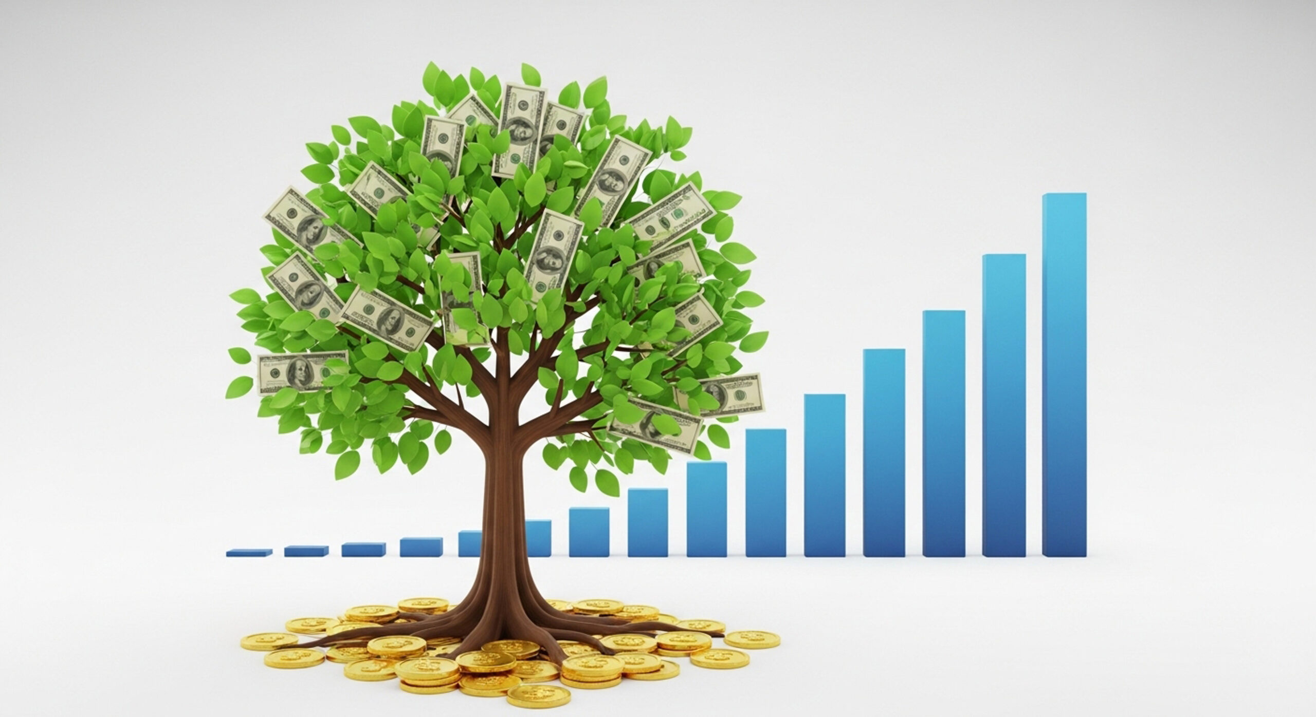 Money Tree Growing with Increasing Financial Growth Chart